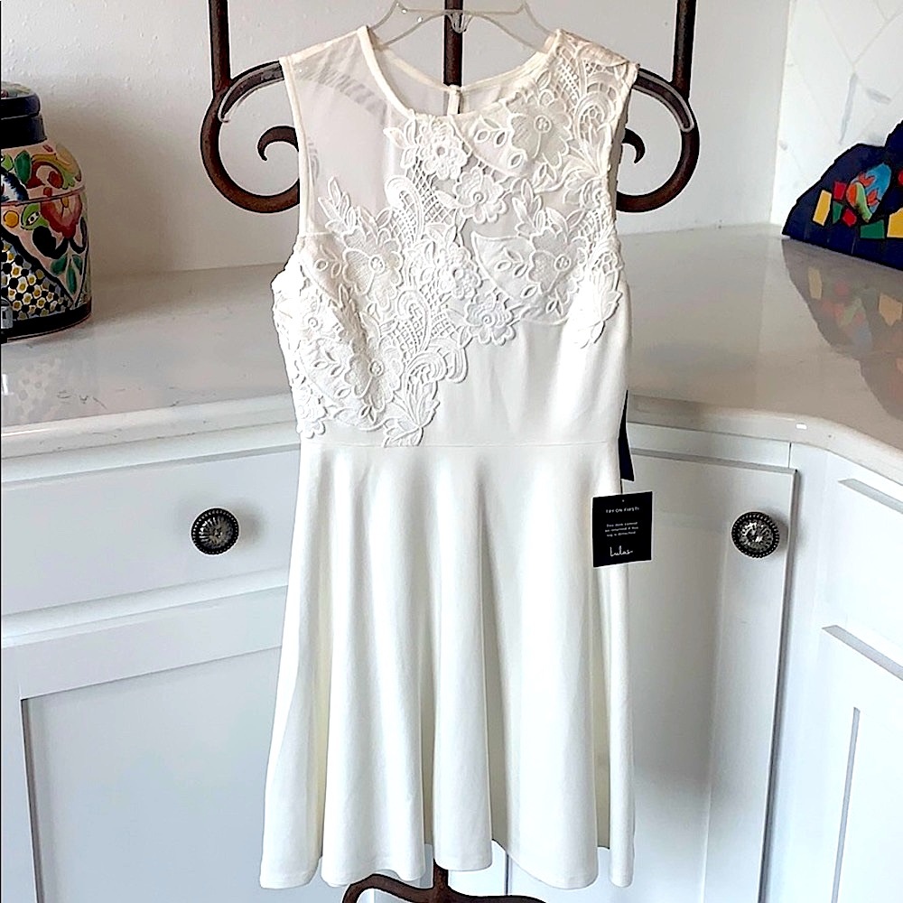 Lulus Beautiful white lace detail dress